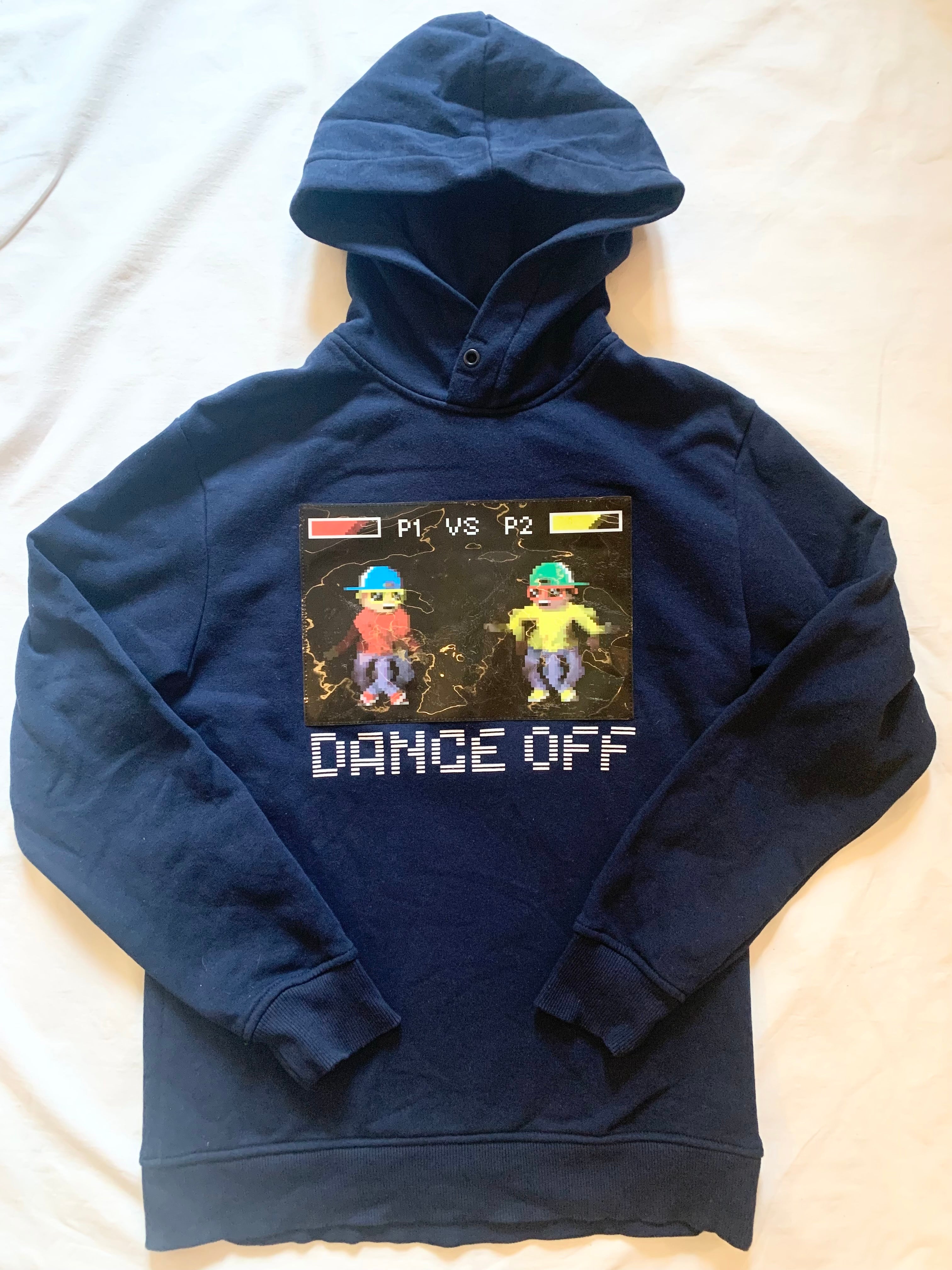 Mörkblå hoodie, H&M, stl 146/152